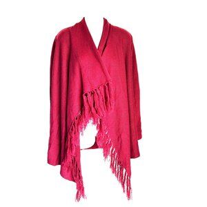 LONG FRINGED WOMEN Burgandy CARDIGAN SHAWL